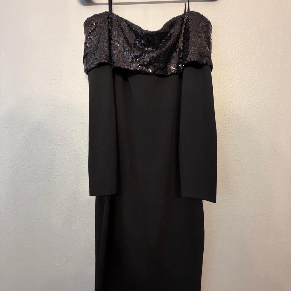 Elegant Black Sequin Off-Shoulder Dress